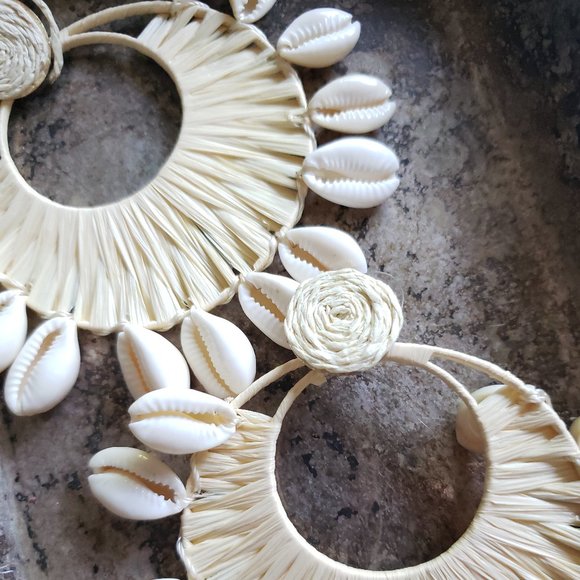 Anthropologie Jewelry - New! Anthro Amber Seas Of Reef Raffia Shell Earrings